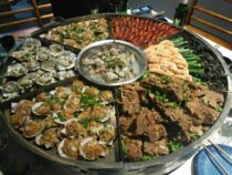 Commercial seafood big coffee plate Alcohol stove Spicy lobster feast big coffee plate Stainless steel multi-grid seafood platter