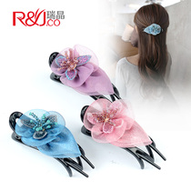 Bow knot fabric duckbill clip hairclip back of the head clip headpiece clip hairpin female new horizontal clip horsetail clip