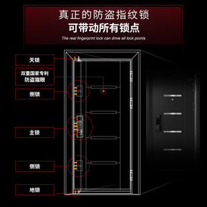 甲级防盗门派拉蒙乐双色门安全门进户门智能指纹锁防盗门子母门