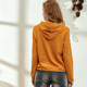 Yi Zhi Manor 2024 Spring Yellow Orange Spliced ​​​Sweater Loose Sweater Thickened Hooded Long Sleeve T-Shirt Women's Bottoming Shirt