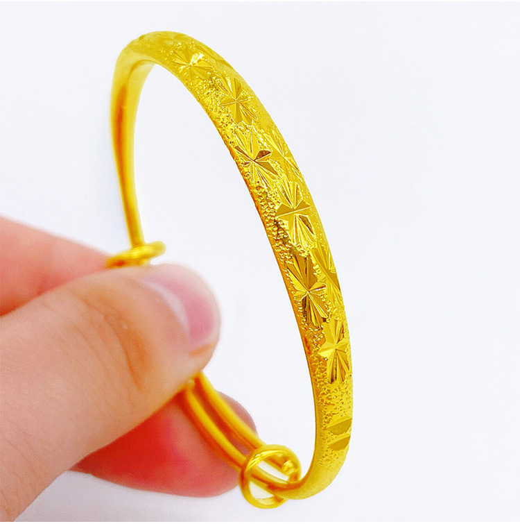 仿真正宗越南沙金手镯女999不掉色24k镀金仿真黄金镯子实心纯沙金