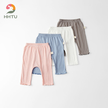 HHTU girls summer leggings thin cropped pants baby pants summer baby baby stretch cotton lace PP pants