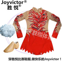 Professional custom gymnastics suit Jazz cheerleading competition suit Flower ball Lara performance suit Childrens one-piece dress red 09