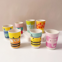 Bamboo fiber cartoon animal cute baby milk Cup 200ml water Cup brush Cup 1-5 year old kindergarten parent-child restaurant