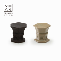 Black pottery Kiln pagoda cover bowl tea pot cover kung fu tea set accessories tea ceremony coaster parts bracket ornaments