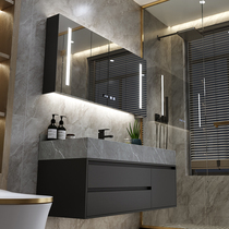 Modern simple light luxury rock board one-piece bathroom cabinet combination Hand wash basin toilet wash basin set