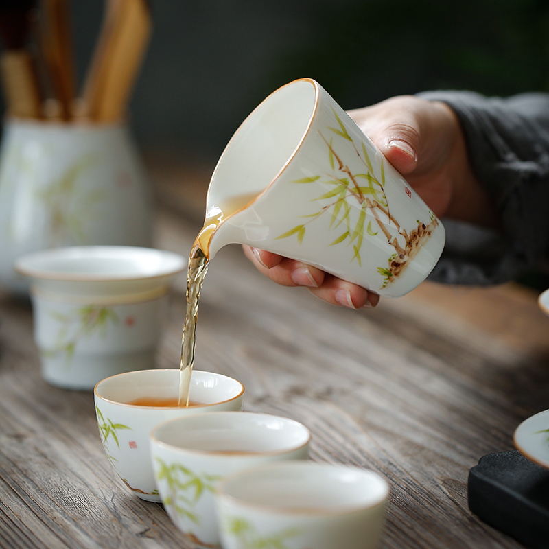 Su household ceramic fair hand draw together a cup of tea sea fair keller cup tea tea accessories hand - made points