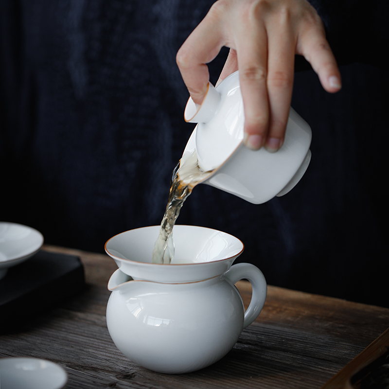 Su ceramic tureen contracted household ceramic cups kung fu tea tea bowl trumpet three worship the teacup