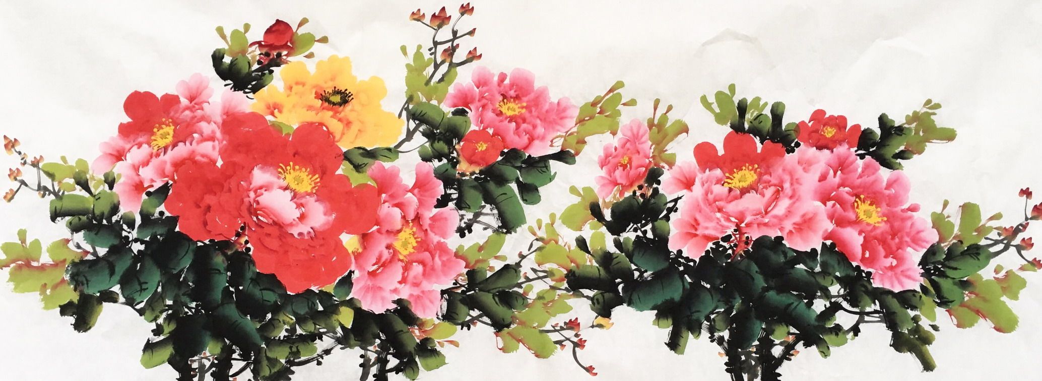 纯手绘花鸟国画小六尺牡丹画水墨山水画原稿字画装饰r5