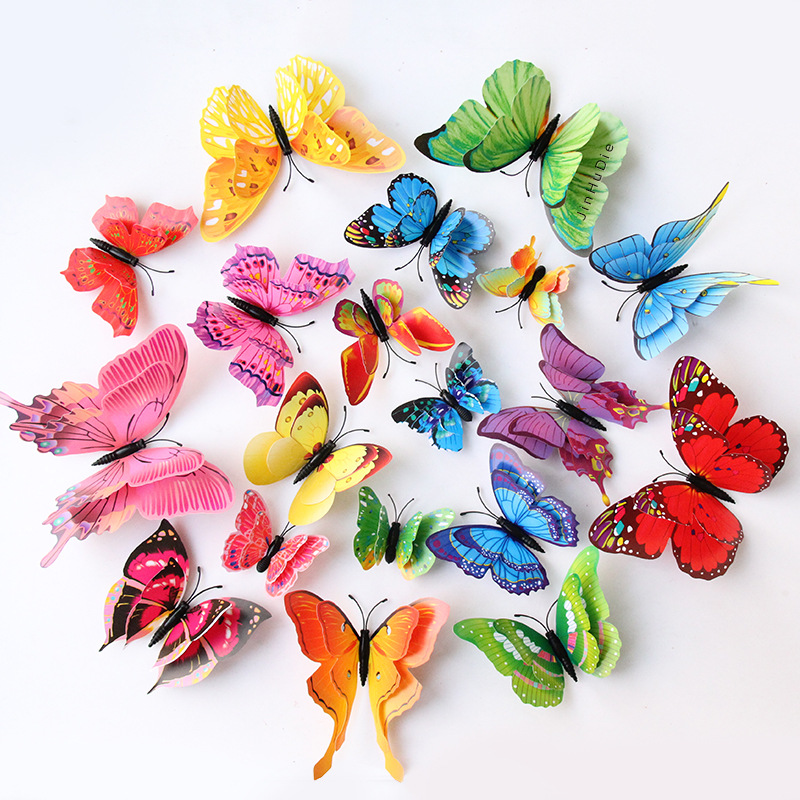 3d Butterfly Refrigerator Stickers Three-Dimensional Simulation Living Room Wall Decoration Wall Stickers Bedroom Room Stickers Kindergarten Creative