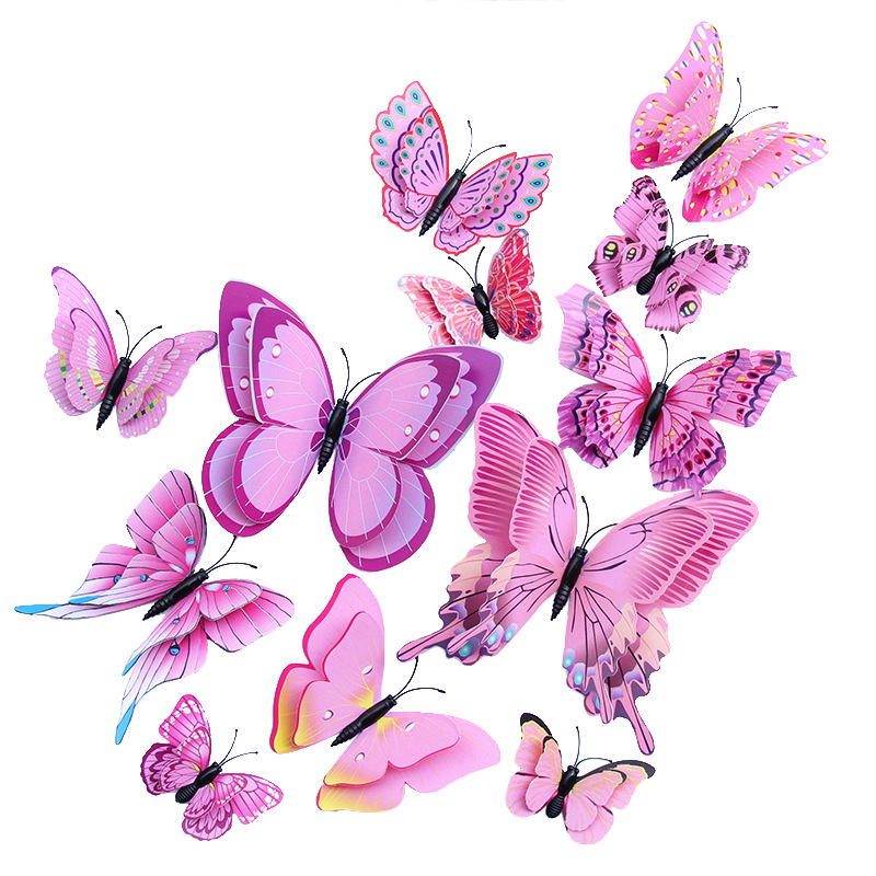 3d Butterfly Refrigerator Stickers Three-Dimensional Simulation Living Room Wall Decoration Wall Stickers Bedroom Room Stickers Kindergarten Creative