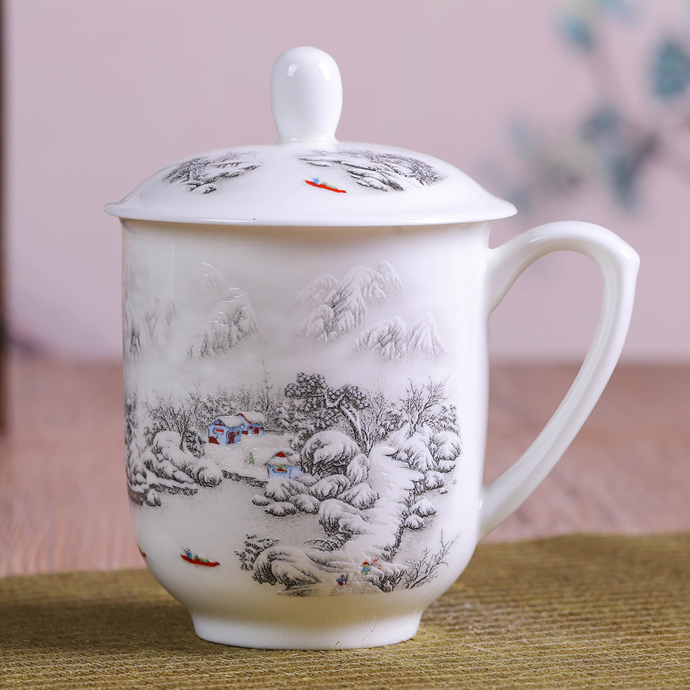 Jingdezhen ceramic porcelain cups with cover glass ceramic cup gift ipads China cups cup office meeting