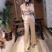 Eve studio private custom Japanese imported triacetic acid antistatic suit collar temperament jumpsuit jumpsuit straight pants