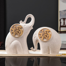 Living room home decorations new Chinese porch TV cabinet elephant ornaments office desktop wine cabinet ceramic decoration