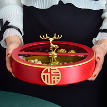 Light luxury new Chinese split box with lid dried fruit box living room coffee table nut dried fruit storage box wedding wedding happy candy plate