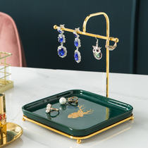 Modern metal high-grade creative display frame ceramic decorative plate light luxury jewelry rack jewelry tray key storage plate