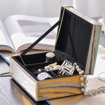 Household glass jewelry box storage box decoration box model room display multifunctional desktop flannel dressing table exquisite