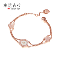 LUCKY KILA 18K gold plated rose gold white shell flower diamond-set bracelet Rosia Collection-Bracelet