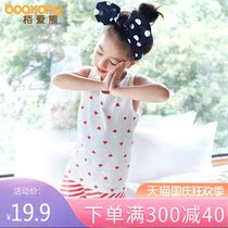 Girls suit Xia 9-11 childrens clothing female girl summer suit four-year-old baby sling suit female 1-3 years old