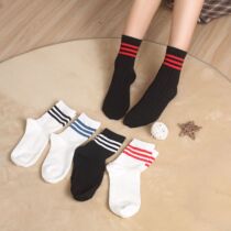 Three-bar combed cotton with heel sports socks College style boutique student cotton socks Graduation season school uniform socks performance