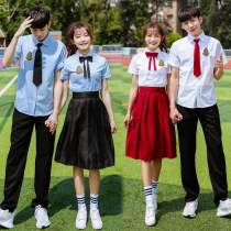 Red long dress School uniform suit class dress College style Middle school games graduation performance JK couple dress summer Korean