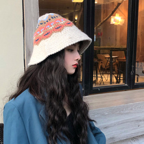 Hand-knitted wool fishermans hat female autumn and winter Joker Street wool cap Japanese literature and art crochet Net red basin hat tide