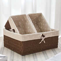 Desktop fabric storage basket cosmetics storage basket straw drawer type large finishing box bedroom clothing storage box