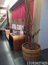 Solid Wood flowerpot Round flowerpot Park clubhouse entrance decorative oak flowerpot