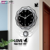 Yakeli Nordic wall clock Living room trend silent atmosphere clock Modern simple creative clock fashion quartz clock