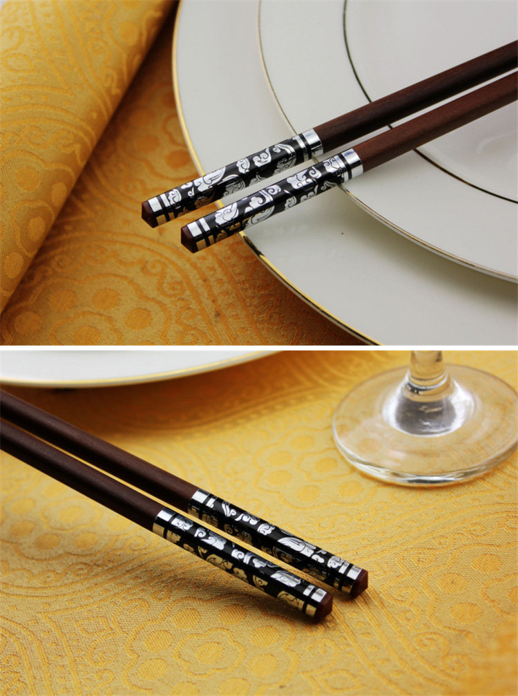 创健祥云无漆无蜡金丝红檀木套装10双 红木筷子