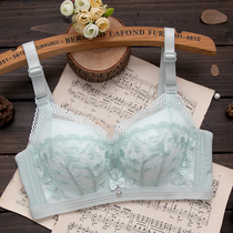 Summer green lingerie girl without steel ring thin section Poly Woo Bra Thickened small breasted breast bra Upper Toskin Color