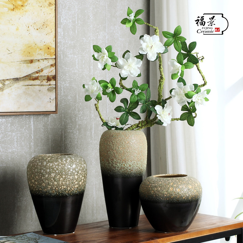 Modern new Chinese style three - piece furnishing articles of jingdezhen ceramics, vases, flower arranging zen sitting room porch decoration
