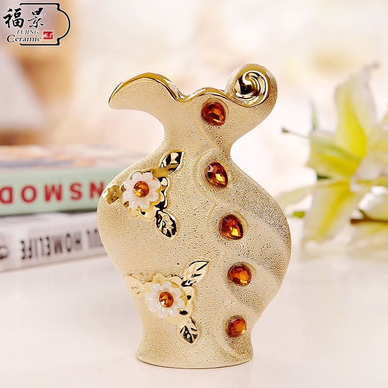 The scene of jingdezhen ceramic European - style floret bottle gold - plated household I sitting room adornment flowers inserted furnishing articles of handicraft