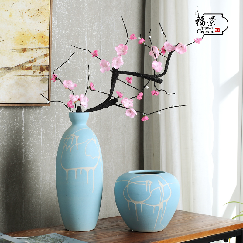 Home decoration vase furnishing articles adornment TV ark of tea table decorate the Chinese style decoration three - piece ceramic vase