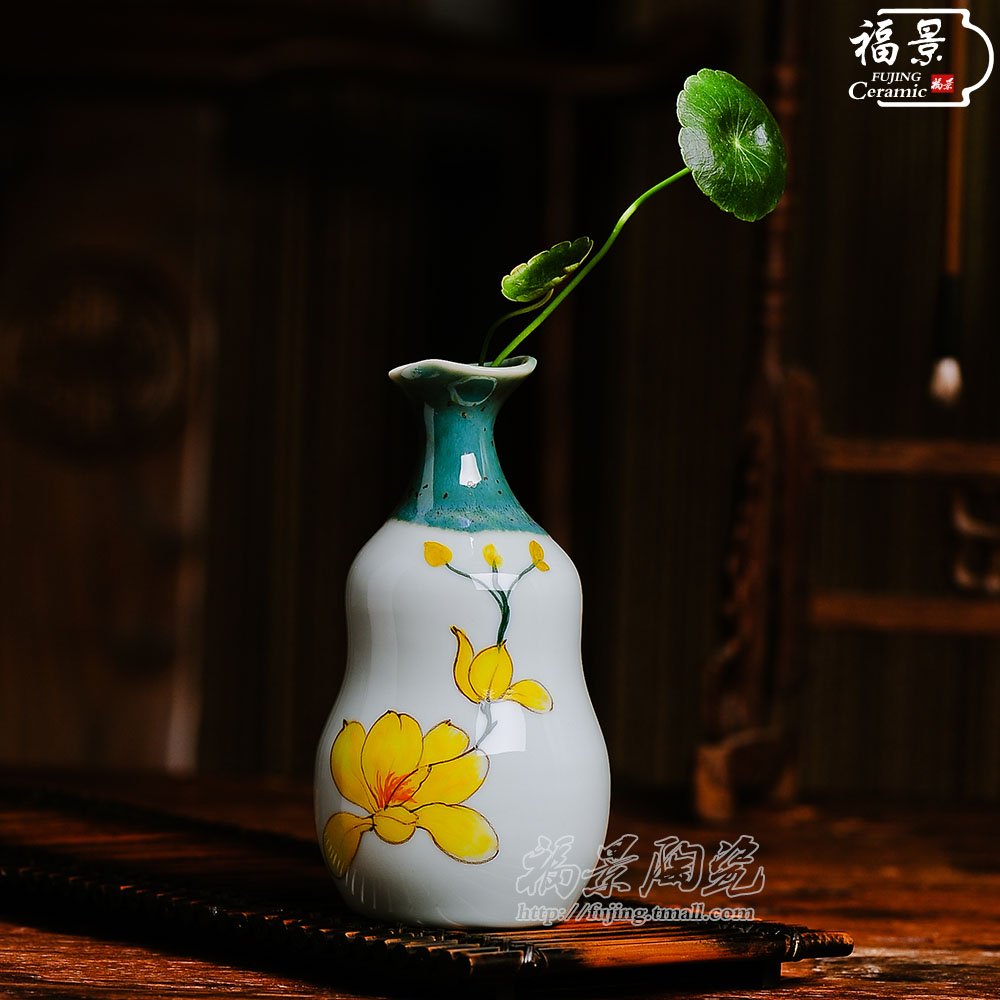 Creative ceramic handicraft furnishing articles hand - made flowers tea classic adornment home sitting room hydroponic flower vase