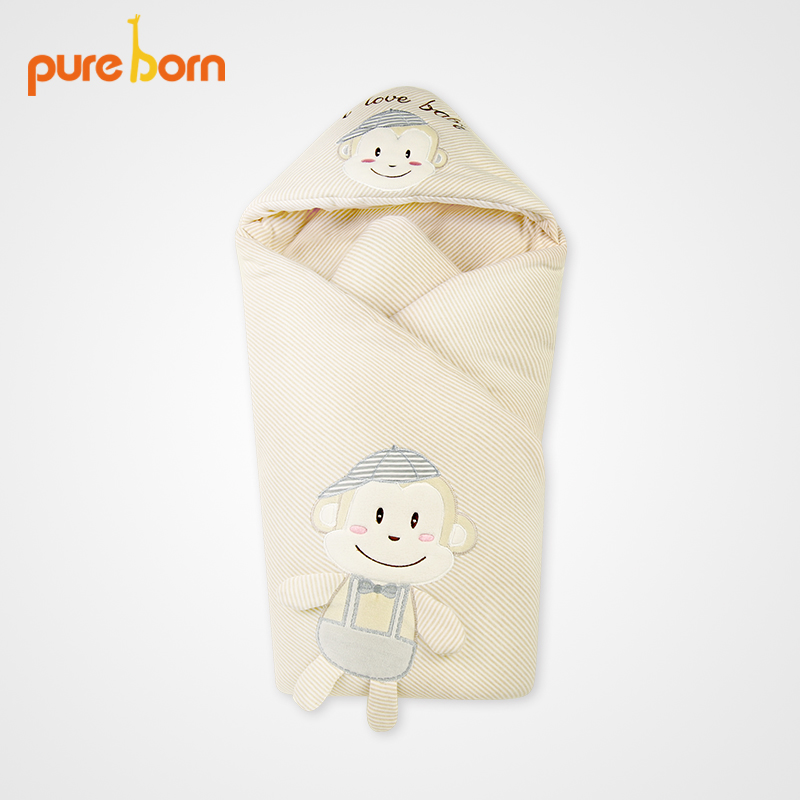 pureborn  新生婴儿冬抱被宝宝纯棉加厚襁褓包被婴儿夹棉抱毯包巾产品展示图1