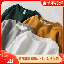 460g Heavy Horizontal Woven Crewneck Japanese Dress Solid Color Kaji Cotton Sports Loose Men's and Women's Pullover