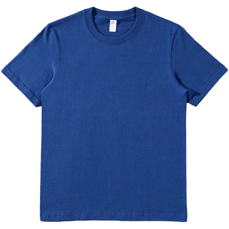 270g重磅精梳棉短袖t恤低饱和度蓝色系宽松纯棉夏季t男女款打底衫