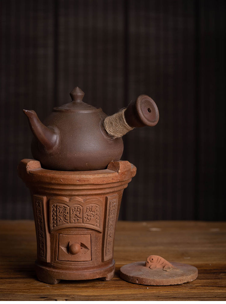 木鱼潮阳炭炉潮汕工夫茶炉红泥炉手工茶炉功夫茶具木炭橄榄碳炉