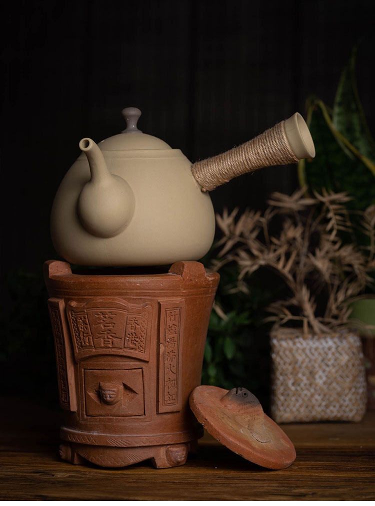 木鱼潮阳炭炉潮汕工夫茶炉红泥炉手工茶炉功夫茶具木炭橄榄碳炉