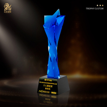 Zhongwen original five-pointed star crystal trophy year-end awards customized creative twisted column slope corporate employees