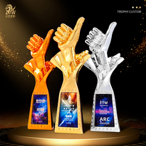 Creative resin trophy custom metal gold-plated thumb trophy custom annual meeting sports games game authorization trophy