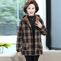 Mothers winter clothes plus velvet thickened plaid short cotton coat womens cotton-padded jacket middle-aged womens winter warm cotton clothes