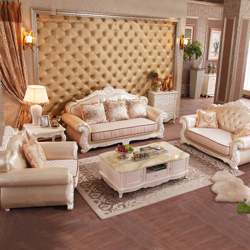爱乐思大户型简约欧式布艺沙发组合奢华实木雕花高档皮布沙发123