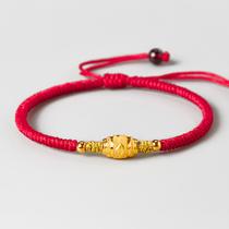 999 full gold red rope bracelet women's zodiac year bracelet bracelet cow year red rope bracelet women's couple's wristwear