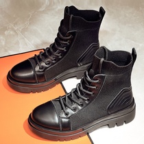 Thick-bottom Martin boots female 2020 autumn and winter New Wild net red British style black leather short boots small single boots