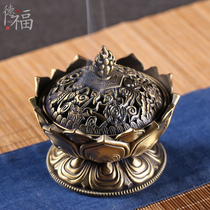 Round bottom lotus incense burner alloy antique pan incense stove household indoor incense burner for Buddha tea ceremony ornaments