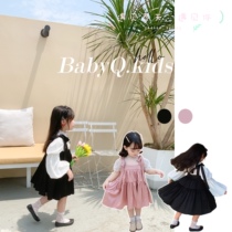 Childrens clothing 2021 Spring and autumn Summer new girls dress Dress Baby Braces Laces Dress Foreign Air Dresses Satin Snowspinning