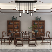 New Chinese style solid wood tea table and chair combination Wujinmu Zen Kung Fu tea table simple office tea table white wax coffee table