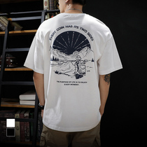 Hong Kong Tide brand 2021 summer new cotton ins short sleeve T-shirt men fat loose fattening trend Joker